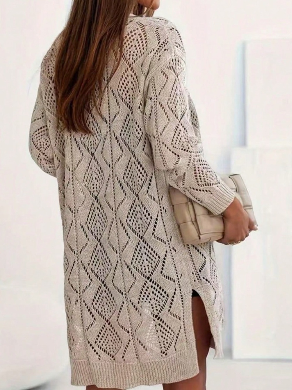 Cozy Semi Sheer Open Front Loose Fit Cardigan - Picture 5 of 10